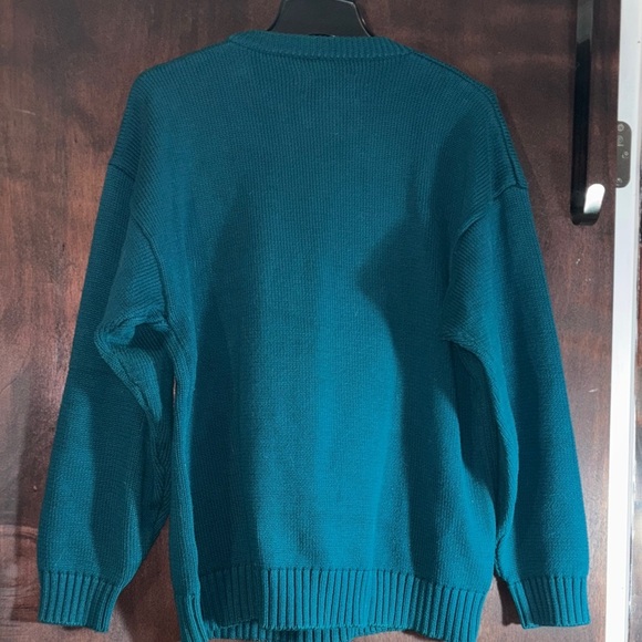 Eddie Bauer Teal 1990s Chunky Snowflake Sweater - Picture 4 of 4